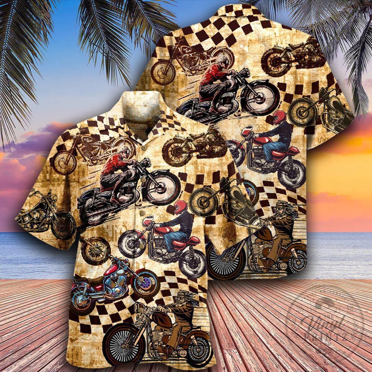 Hawaiian Shirt with Checkered Flag Design for Vintage Motorcycle Racing Fans 10 Hawaiian Shirt with Checkered Flag Design for Vintage Motorcycle Racing Fans