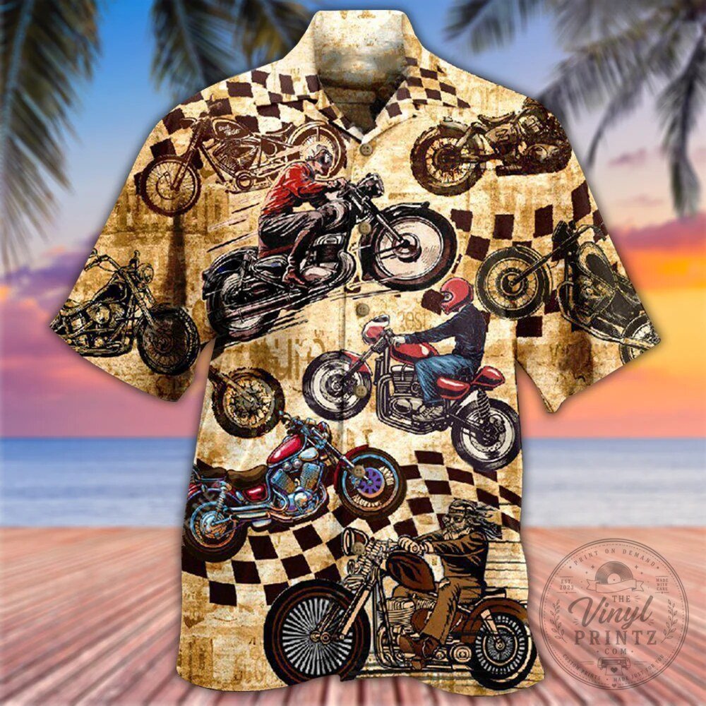 Hawaiian Shirt with Checkered Flag Design for Vintage Motorcycle Racing Fans 11 Hawaiian Shirt with Checkered Flag Design for Vintage Motorcycle Racing Fans