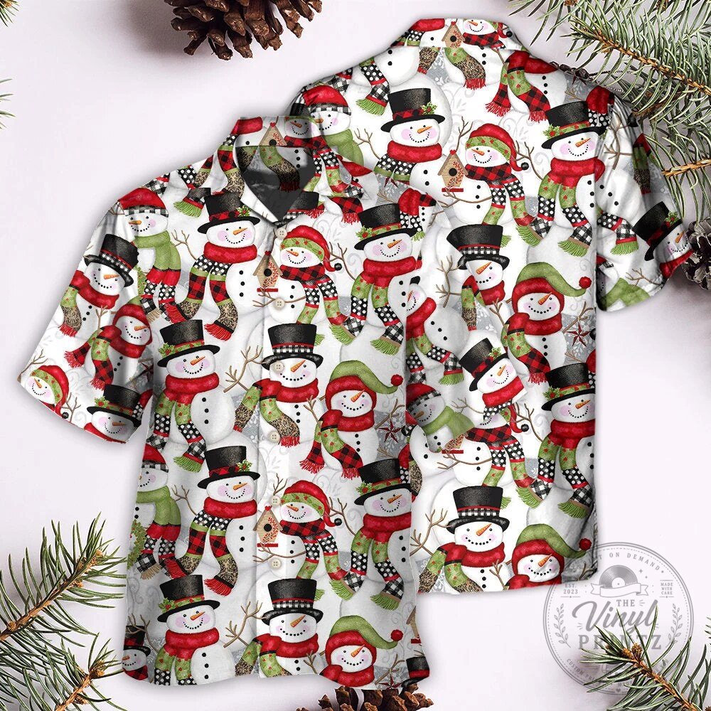 Happy Christmas Snowman Family Pattern Holiday Hawaiian Shirt 11 Happy Christmas Snowman Family Pattern Holiday Hawaiian Shirt
