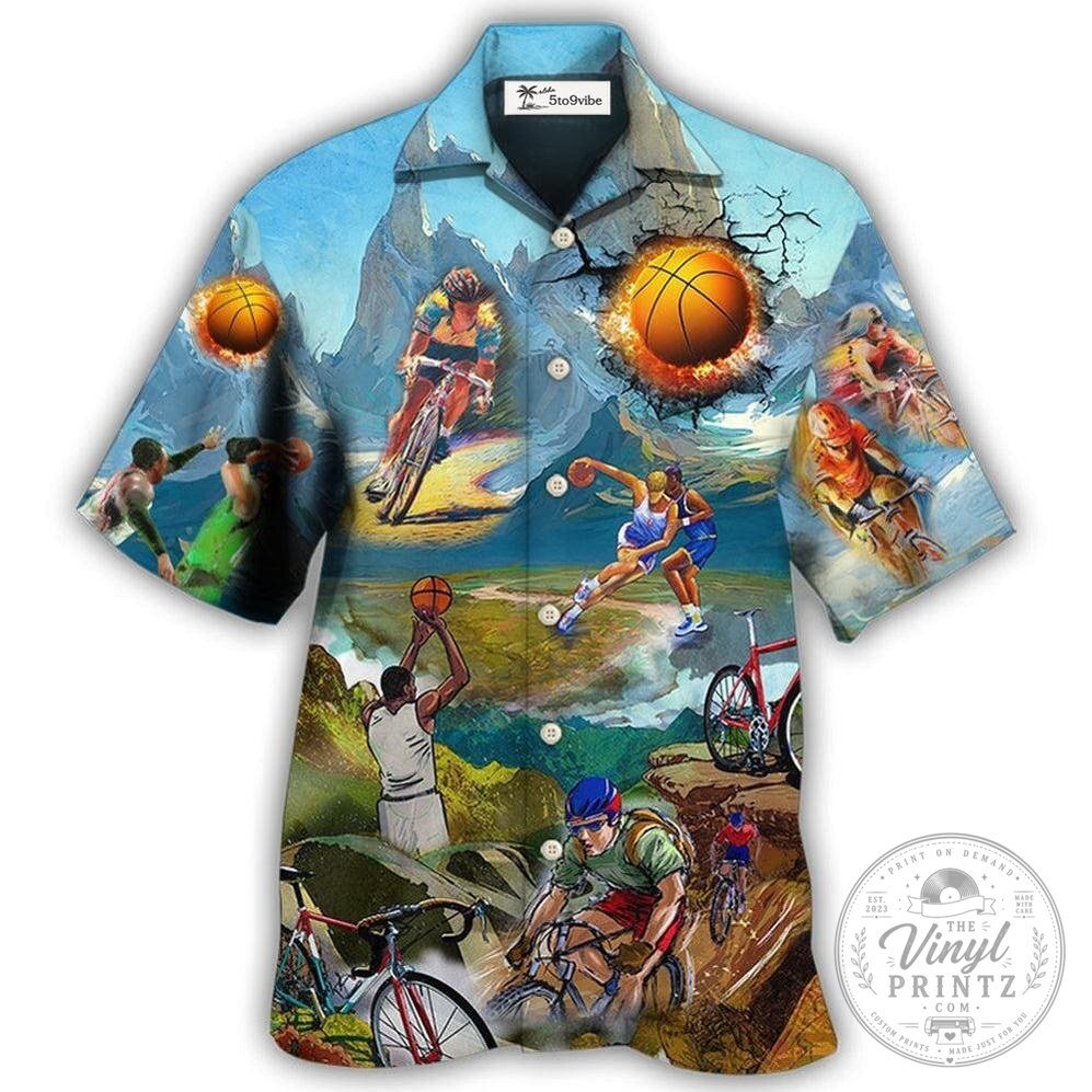 Mountain Biking and Basketball Sports Fan Hawaiian Shirt