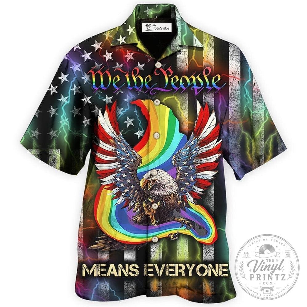 LGBTQ We The People Means Everyone American Eagle Rainbow Hawaiian Shirt