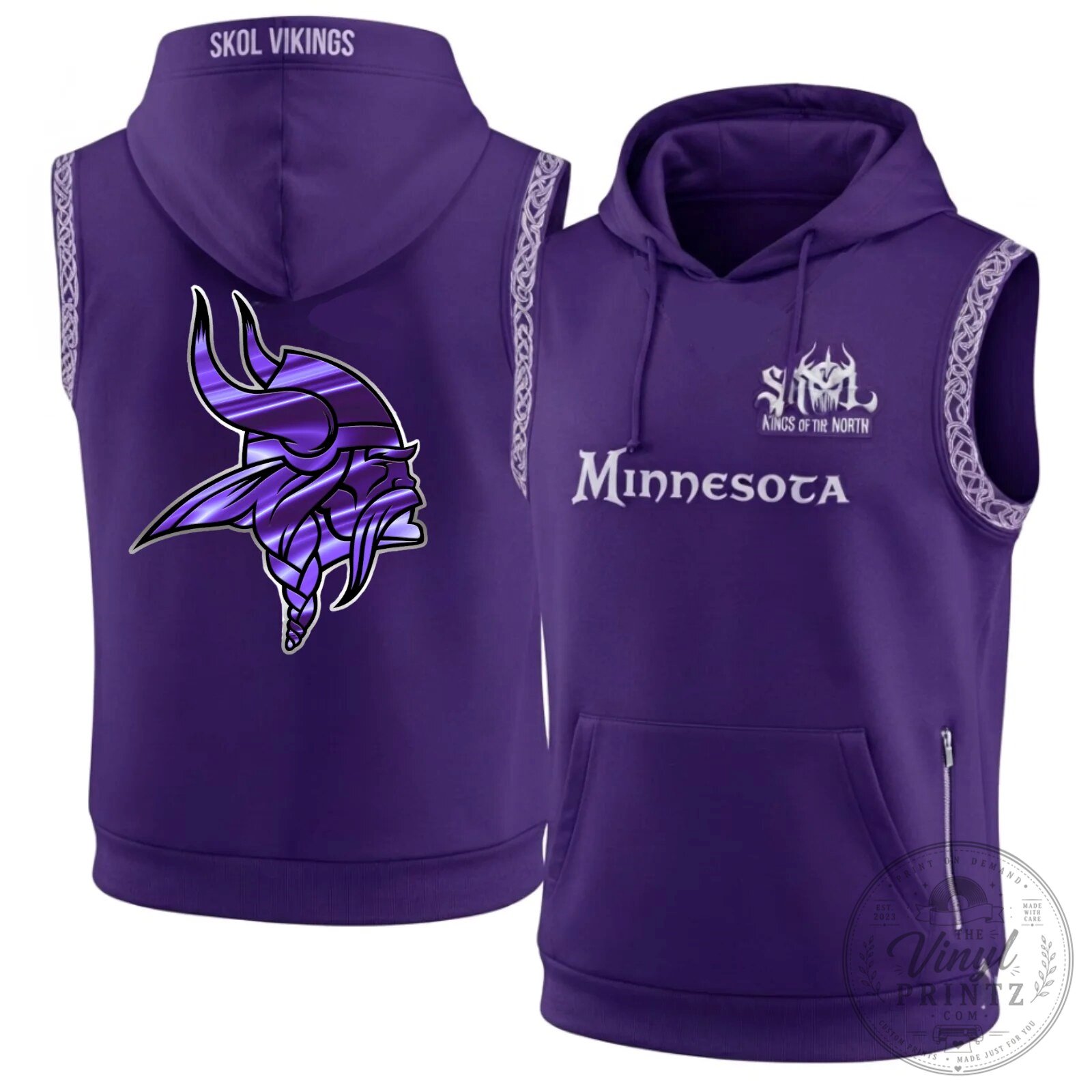 Minnesota Vikings Skol Kings of the North Sleeveless Hoodie 9 Minnesota Vikings Skol Kings of the North Sleeveless Hoodie