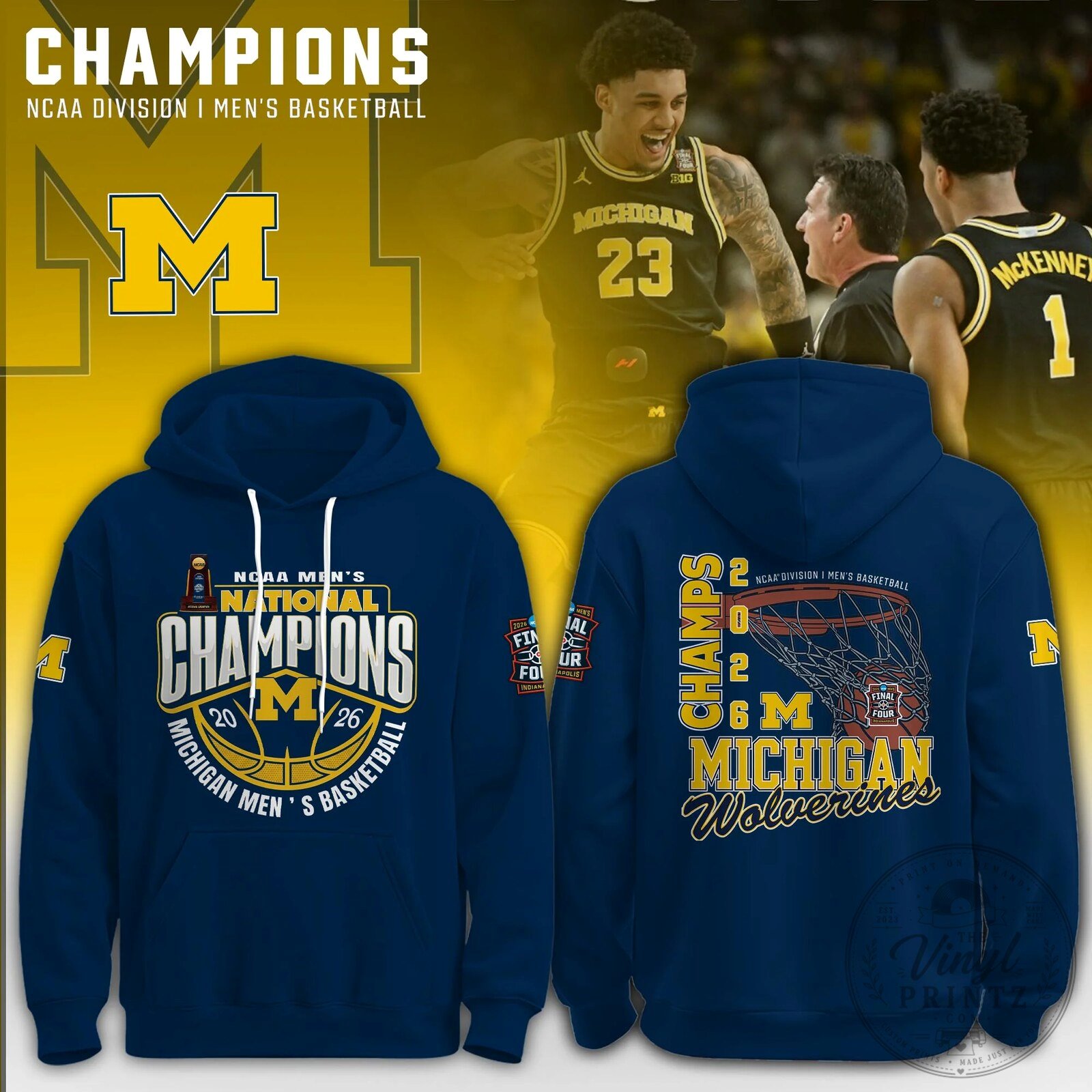 Michigan Wolverines NCAA Men's Basketball National Champions 2026 Hoodie