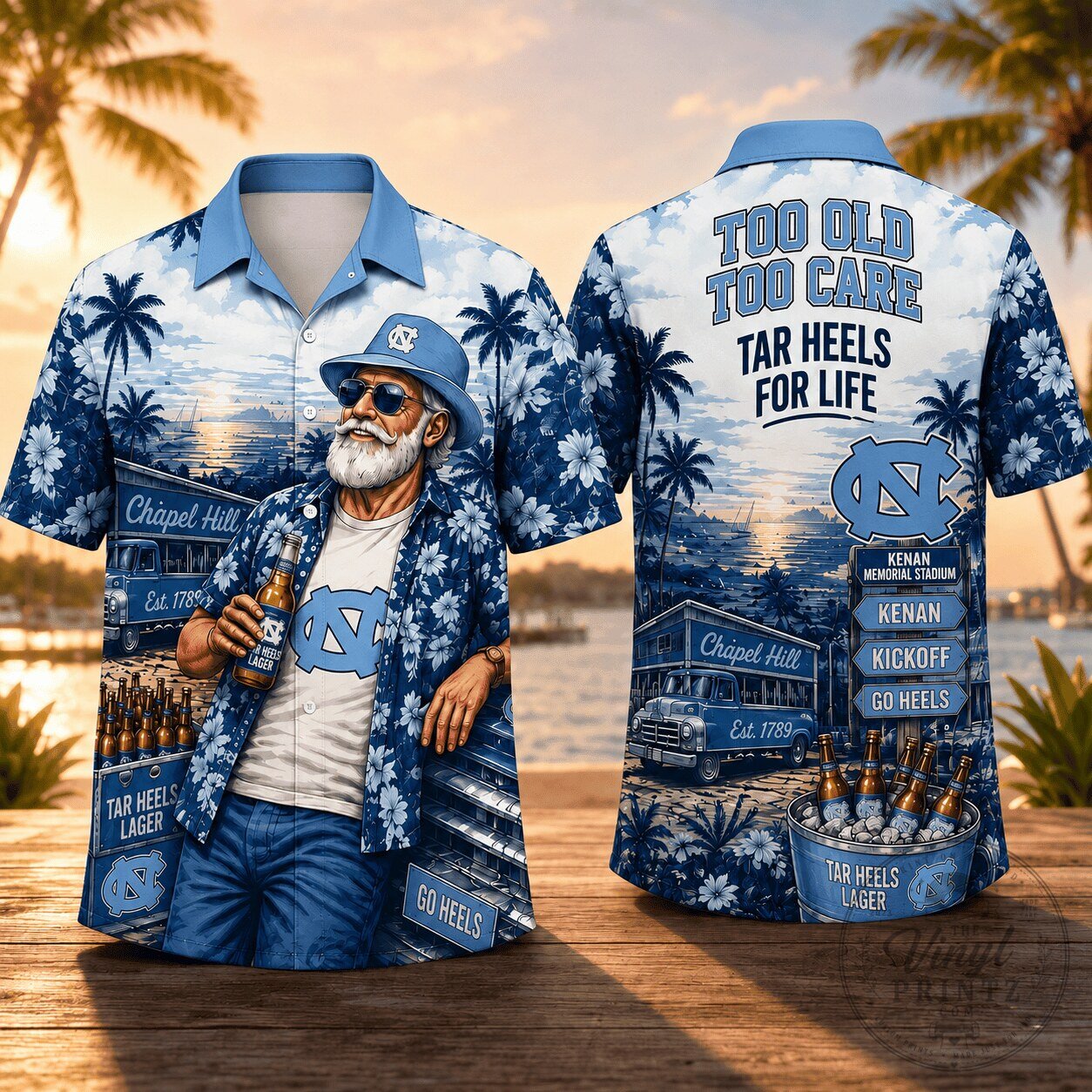 North Carolina Tar Heels Chapel Hill Too Old Too Care Hawaiian Shirt