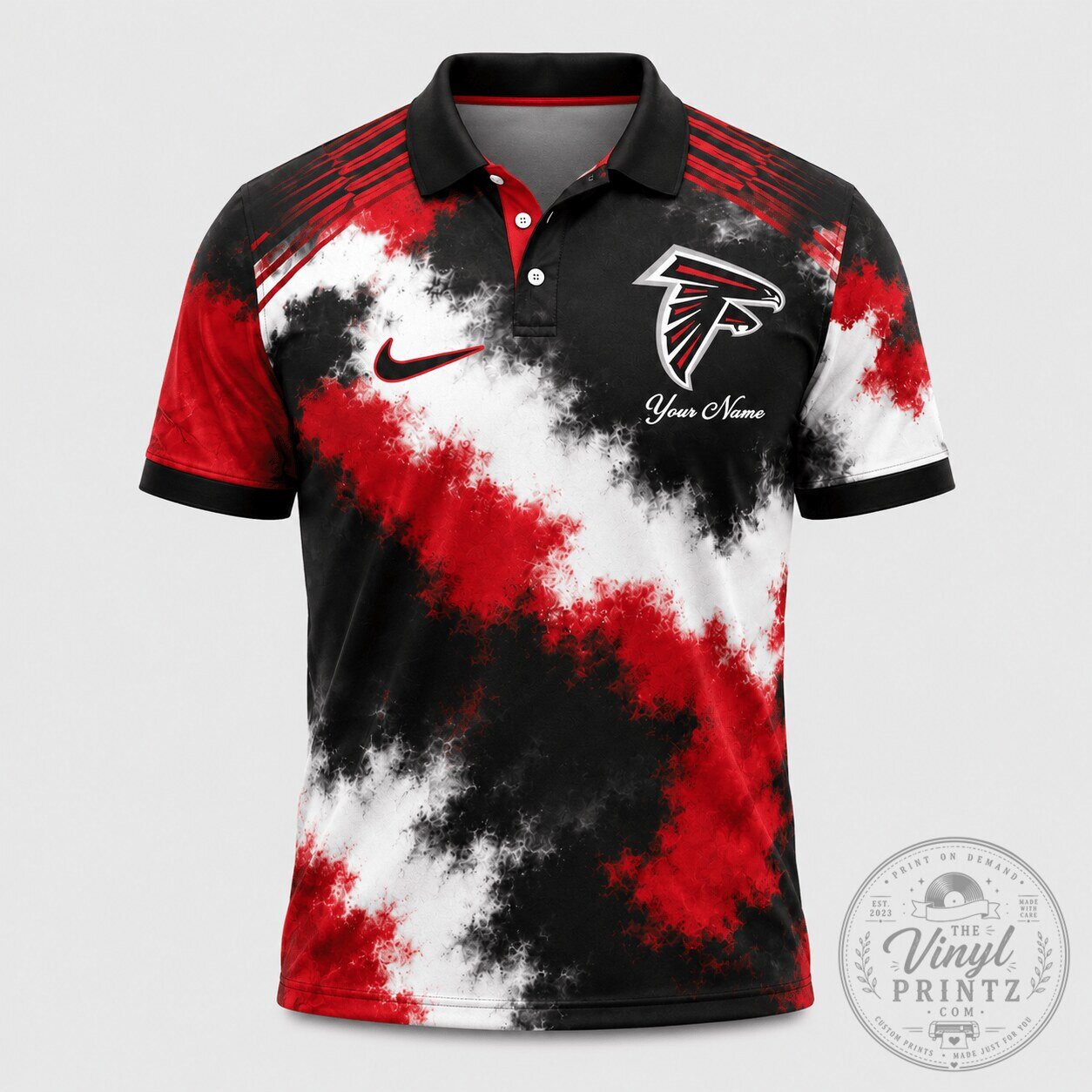 Atlanta Falcons Polo Shirt Custom Name Personalized NFL Football Team Fan Apparel