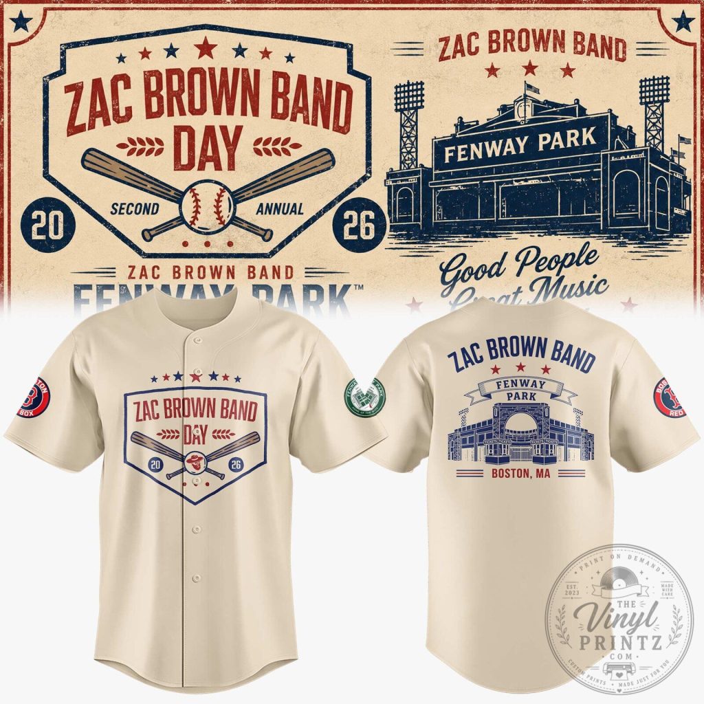Zac Brown Band Day Fenway Park Second Annual Baseball Jersey 41 Zac Brown Band Day Fenway Park Second Annual Baseball Jersey