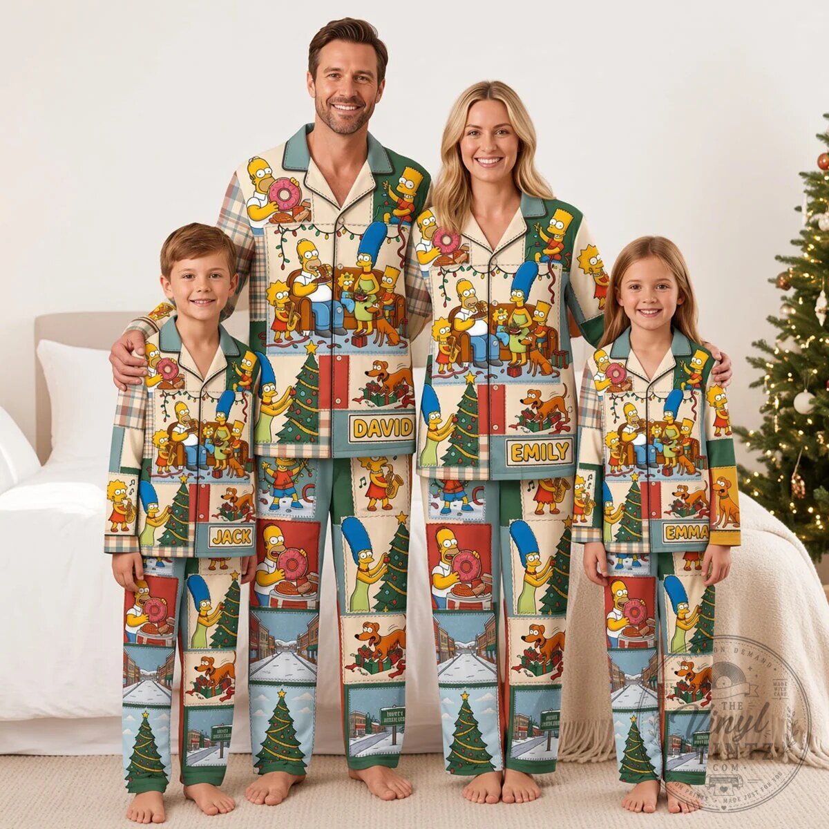 The Simpsons Family Christmas Pajamas Set Personalized Holiday Sleepwear