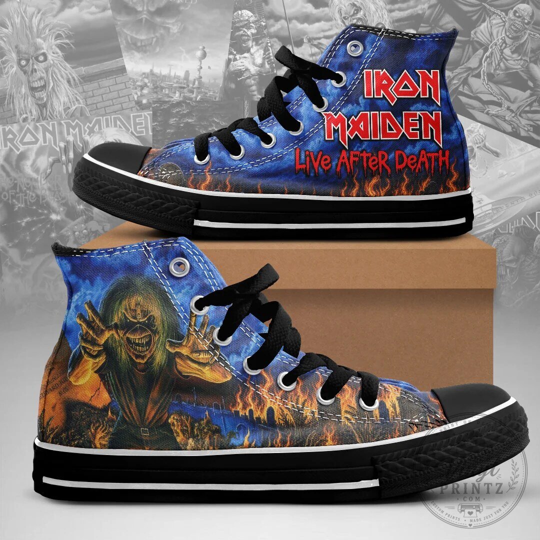 Iron Maiden Live After Death Album Art High Top Canvas Shoes