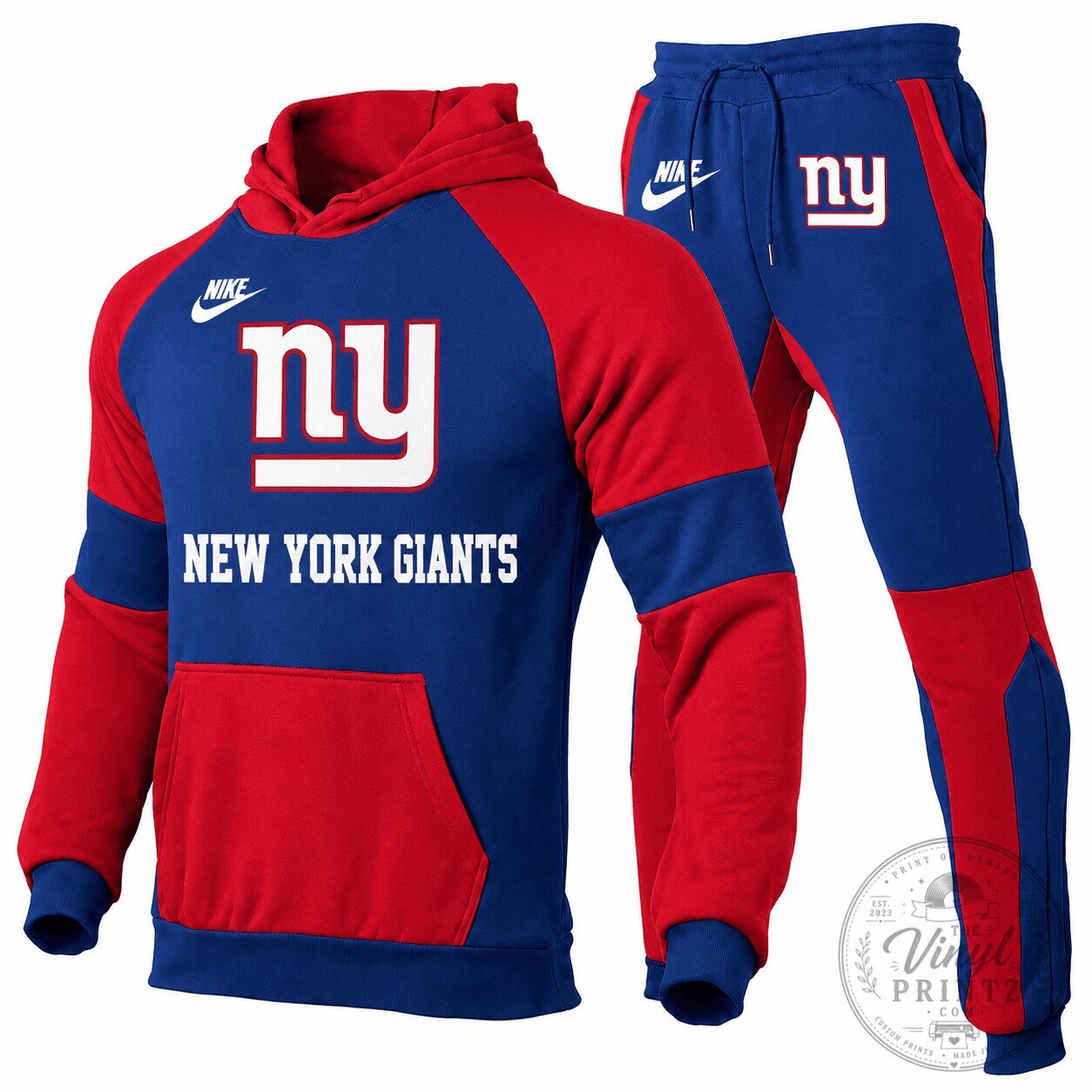New York Giants NFL Team Matching Hoodie and Sweatpants Tracksuit Set