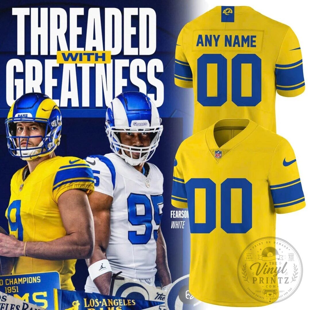 Los Angeles Rams Football Fan Gift Personalized Name and Number NFL Jersey
