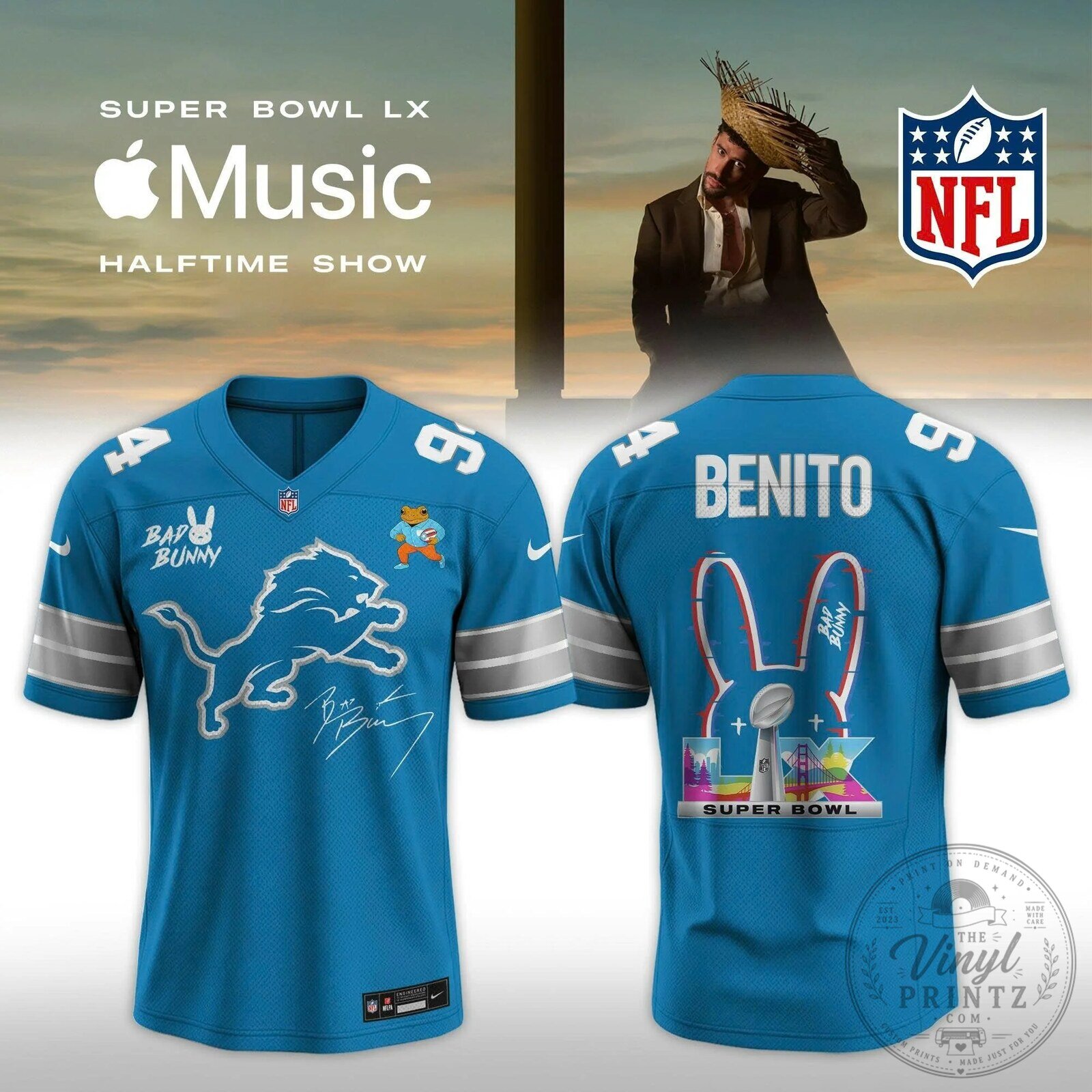 Detroit Lions Bad Bunny Super Bowl LX Halftime Show Football Jersey