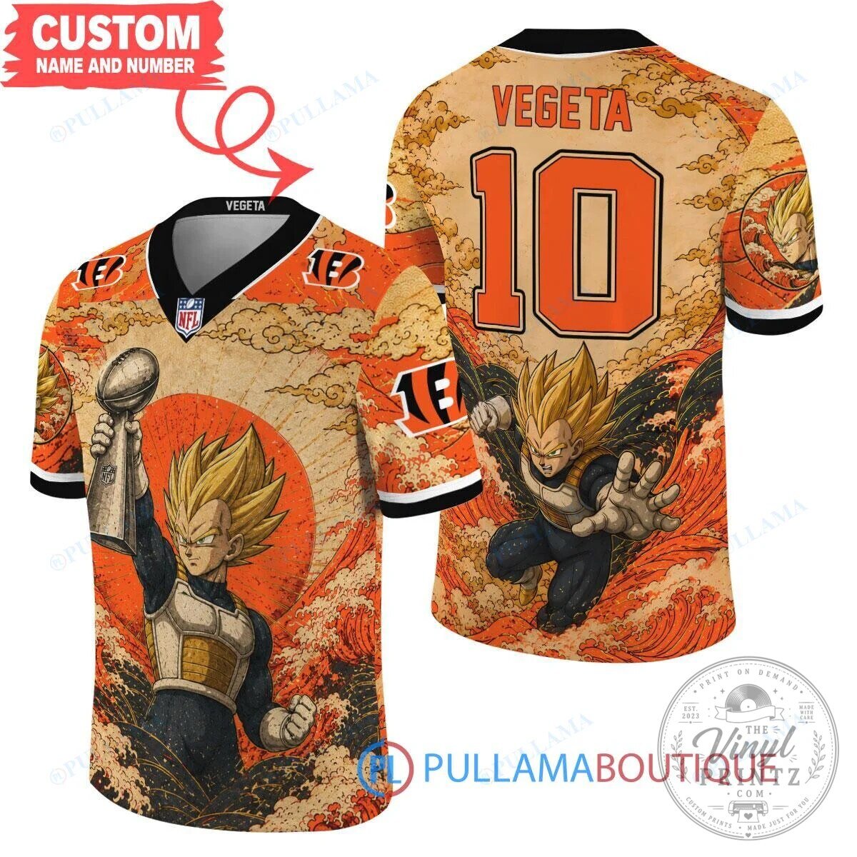 Cincinnati Bengals Vegeta Super Bowl Dragon Ball Z Football Jersey