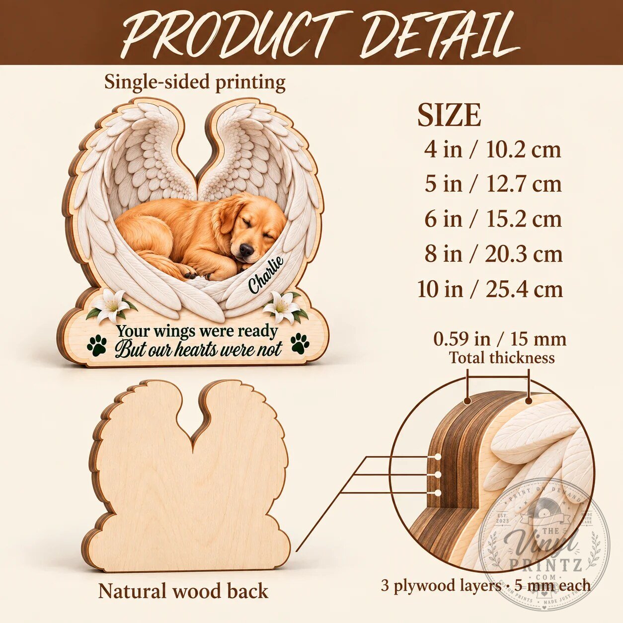 Personalized Pet Memorial Sleeping Angel Wings Wooden Block Plaque 9 Personalized Pet Memorial Sleeping Angel Wings Wooden Block Plaque