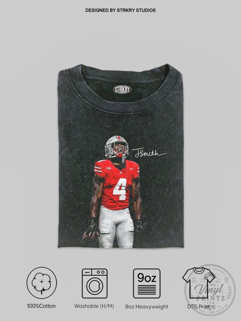 Ohio State Buckeyes T-Shirt featuring Football Player Jeremiah Smith 4 Ohio State Buckeyes T-Shirt featuring Football Player Jeremiah Smith