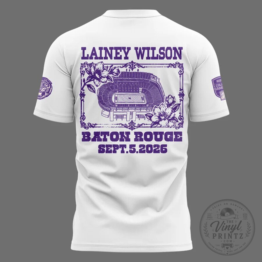 Lainey Wilson College Gameday Baton Rouge September 2026 White T-Shirt 9 Lainey Wilson College Gameday Baton Rouge September 2026 White T-Shirt
