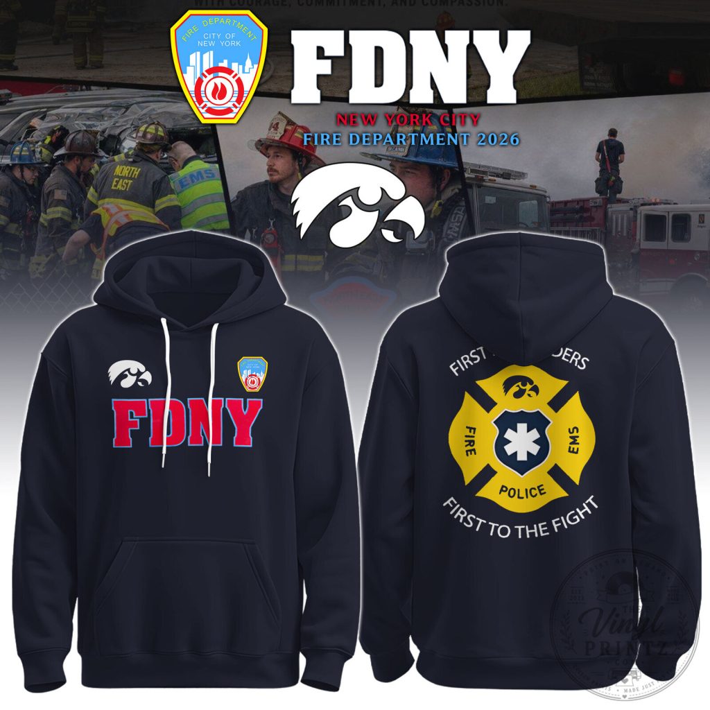 Iowa Hawkeyes FDNY First Responders Tribute Navy Blue Hoodie Iowa Hawkeyes FDNY First Responders Tribute Navy Blue Hoodie