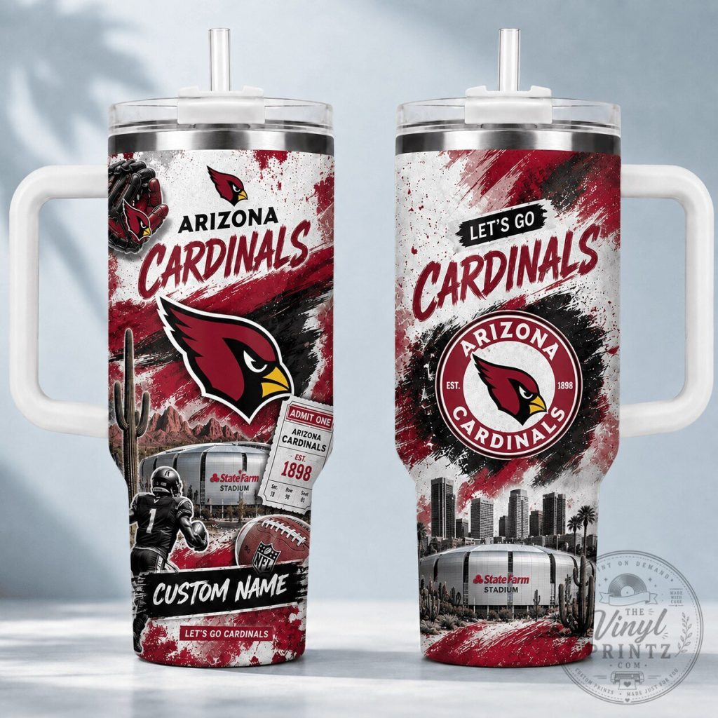 Arizona Cardinals Football Personalized Stainless Steel Tumbler with Handle Arizona Cardinals Football Personalized Stainless Steel Tumbler with Handle