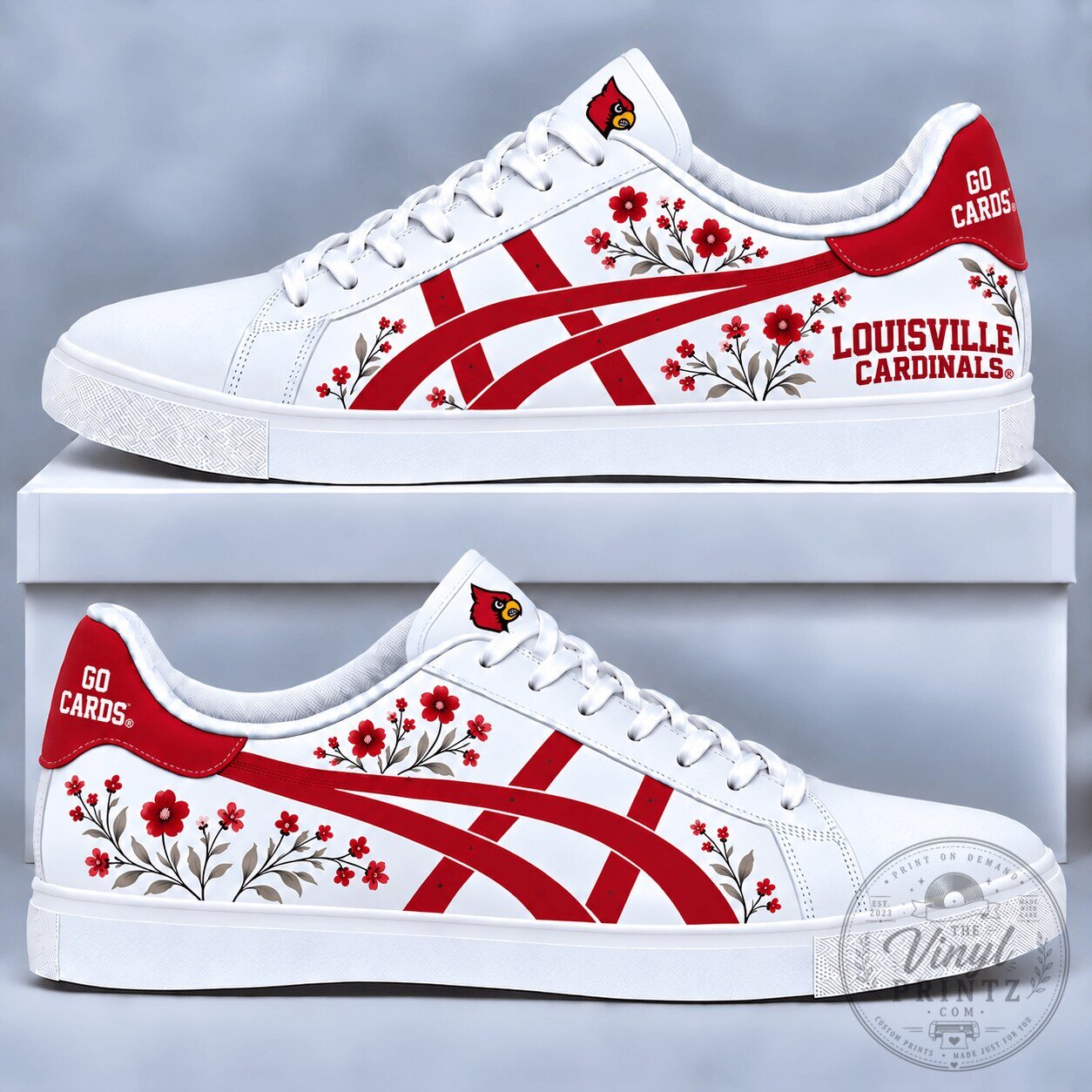 Louisville Cardinals Football Floral Pattern Shoes