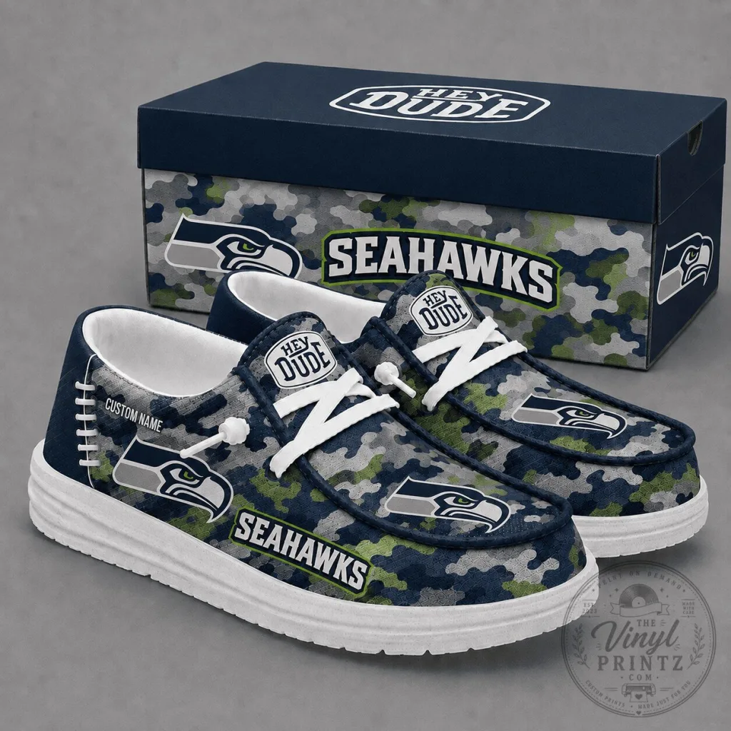 Seattle Seahawks Camouflage Print Casual Loafer Shoes Seattle Seahawks Camouflage Print Casual Loafer Shoes