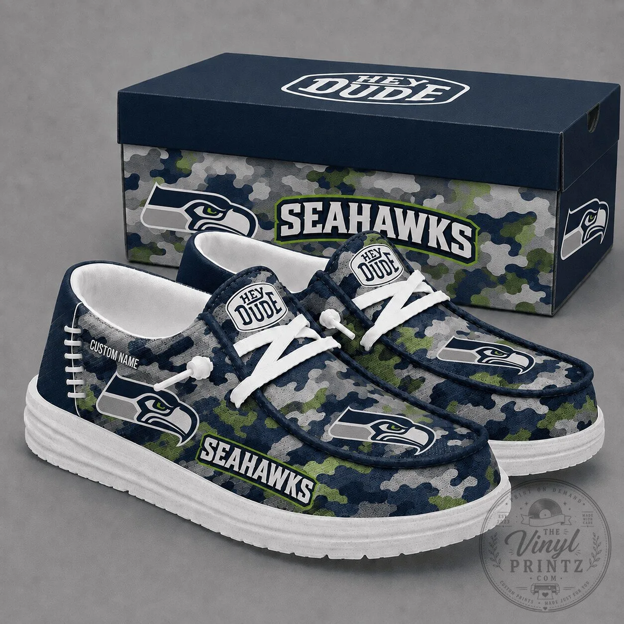 Seattle Seahawks Camouflage Print Casual Loafer Shoes