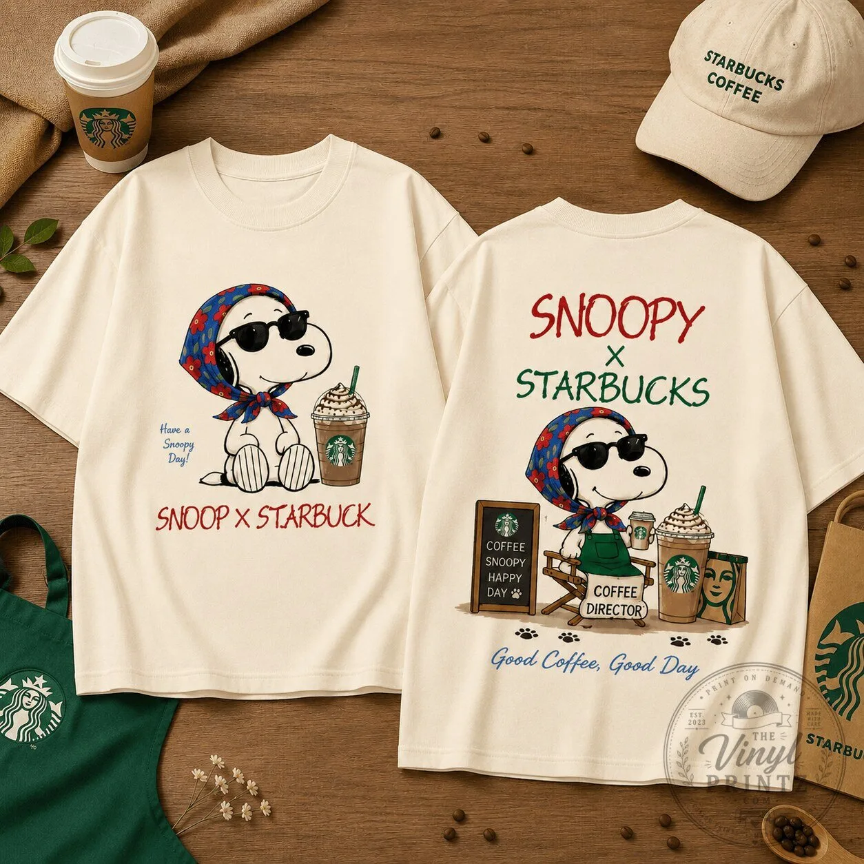 Snoopy Starbucks Coffee Happy Day Graphic T-Shirt