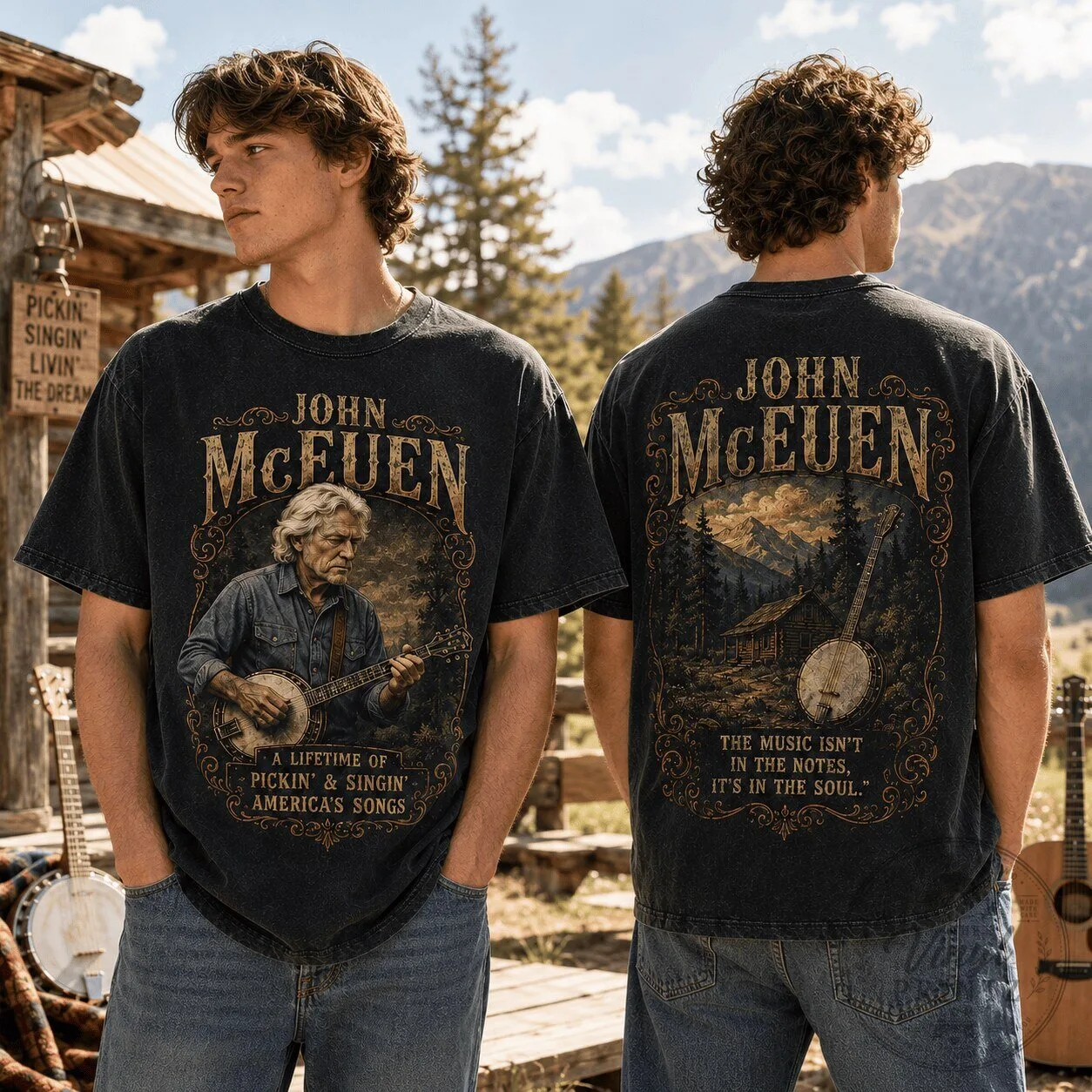 Clemson Tigers Shirt Women's Floral V-Neck Short Sleeve T-Shirt 3 John McEuen Country Music Shirt, A Lifetime of Pickin' and Singin' America's Songs T-Shirt