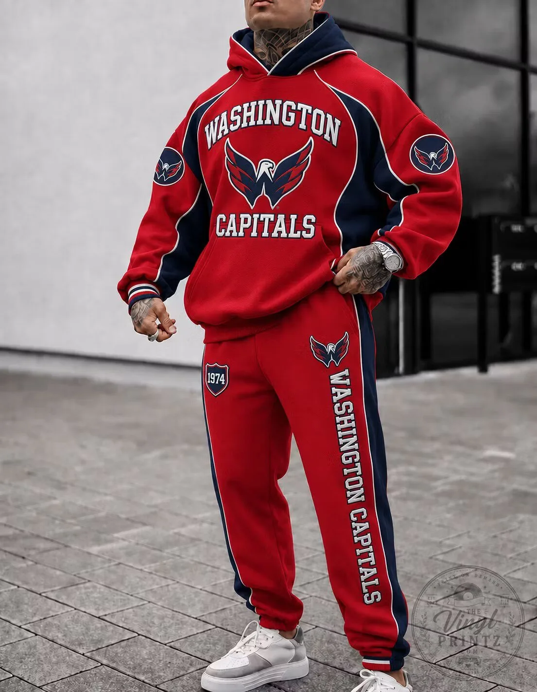 Washington Capitals Red and Navy Blue Hoodie and Sweatpants Set