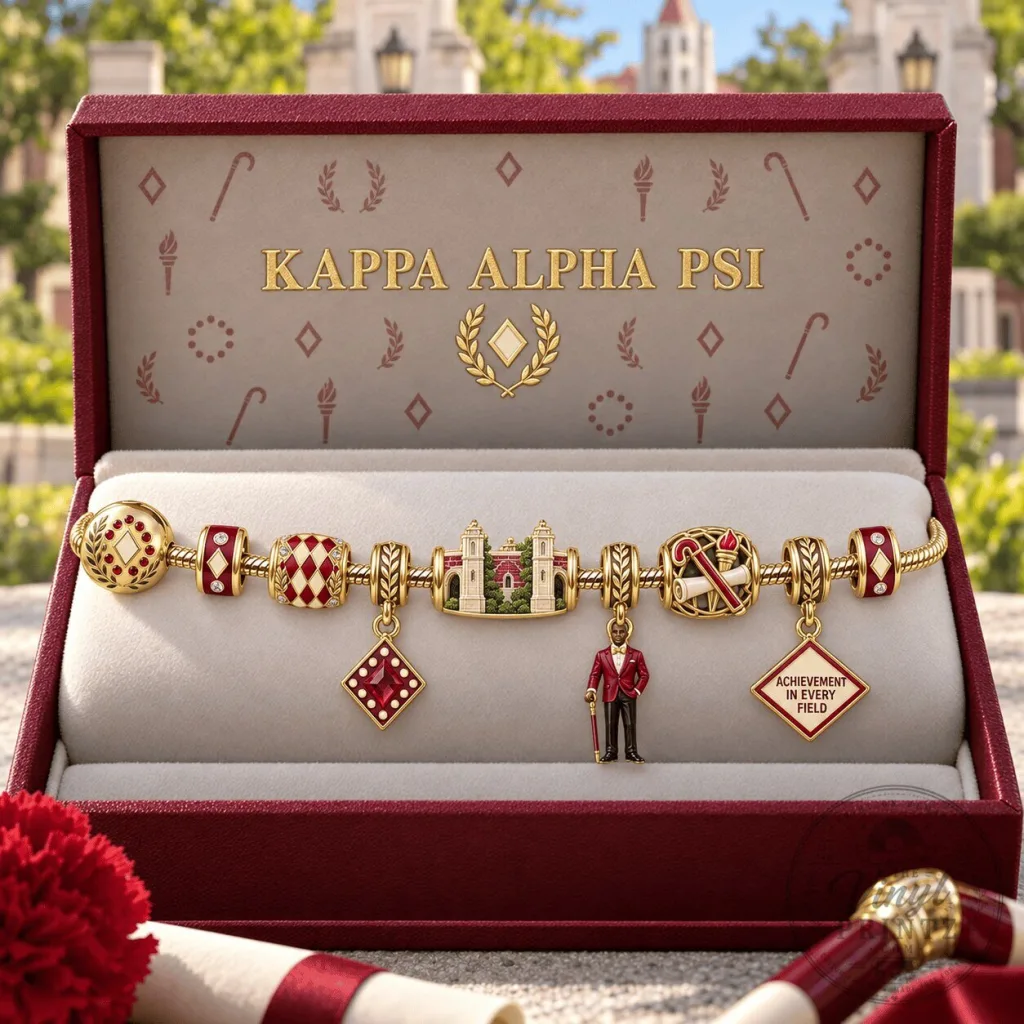 Kappa Alpha Psi Fraternity Gold Charm Bracelet Set with Achievement In Every Field Kappa Alpha Psi Fraternity Gold Charm Bracelet Set with Achievement In Every Field