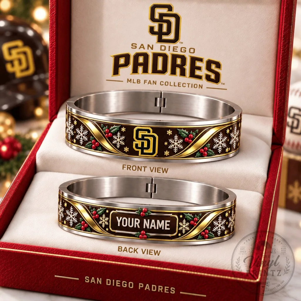San Diego Padres MLB Christmas Snowflakes Personalized Bracelet 16 San Diego Padres MLB Christmas Snowflakes Personalized Bracelet