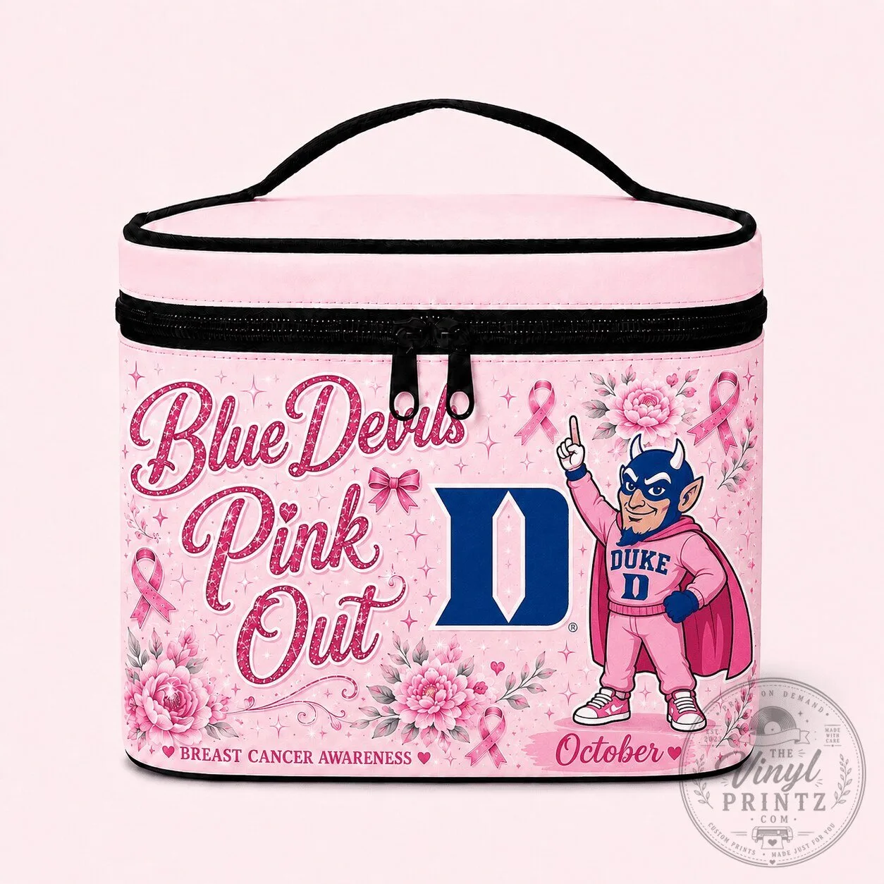 Pink Out Cosmetic Bag for Breast Cancer Awareness - Duke Blue Devils