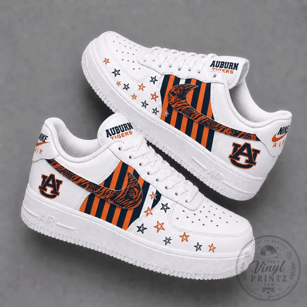 Auburn Tigers NCAA College Team Custom Printed White Athletic Shoes Auburn Tigers NCAA College Team Custom Printed White Athletic Shoes