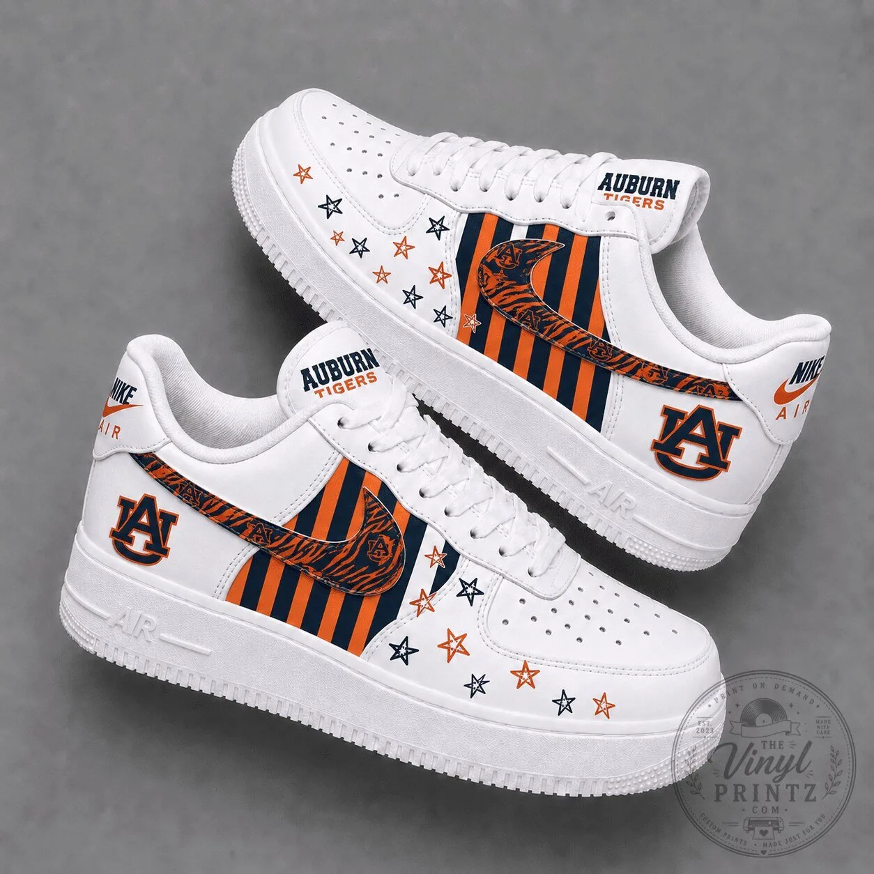Auburn Tigers NCAA College Team Custom Printed White Athletic Shoes