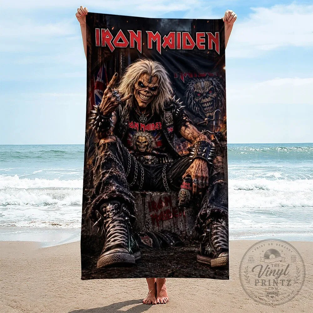 Iron Maiden Eddie The Trooper Heavy Metal Band Beach Towel