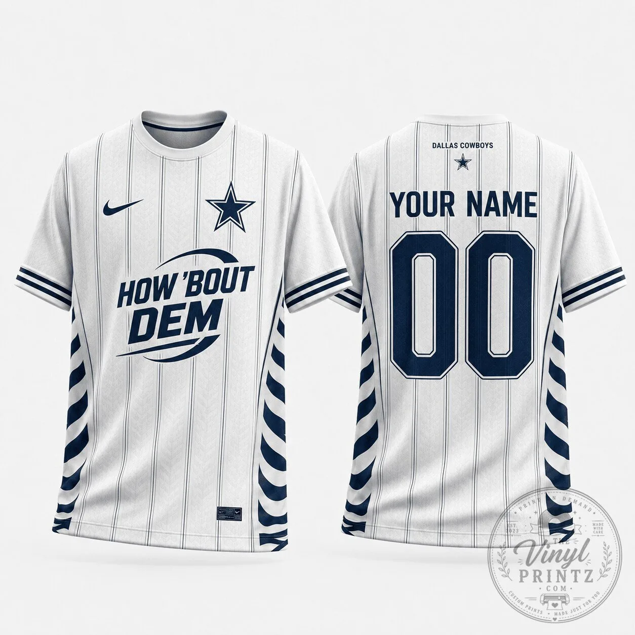 Dallas Cowboys Football Personalized White Fan Jersey