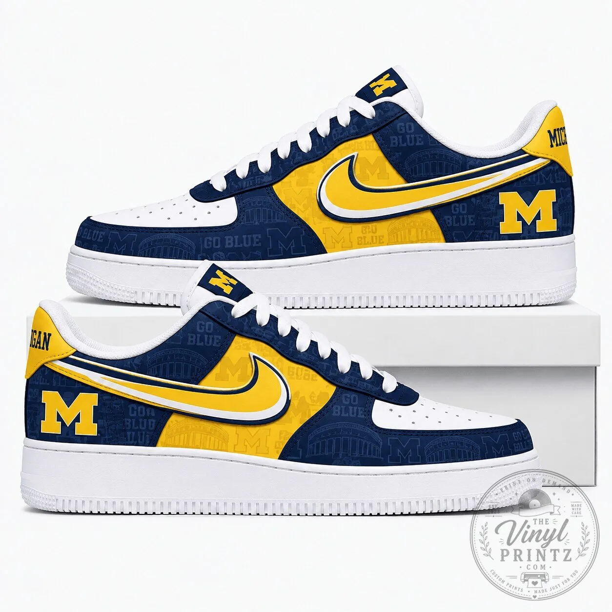 Michigan Wolverines College Football Team Fan Air Force 1 Sneakers