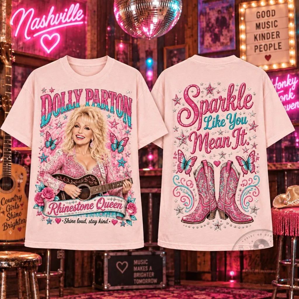 Dolly Parton Rhinestone Queen Sparkle Like You Mean It Country Music T-Shirt 1 Dolly Parton Rhinestone Queen Sparkle Like You Mean It Country Music T-Shirt
