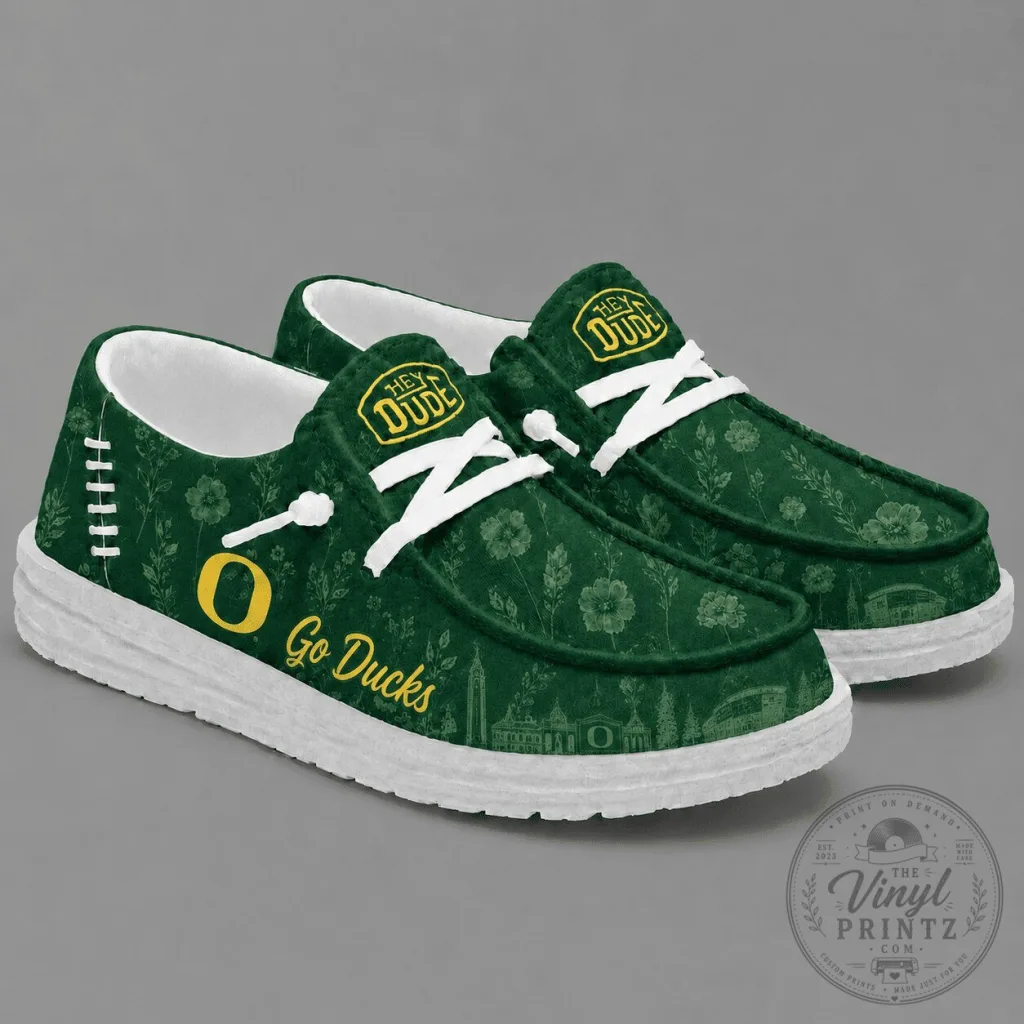 Oregon Ducks Floral Pattern Hey Dude Style Shoes Oregon Ducks Floral Pattern Hey Dude Style Shoes