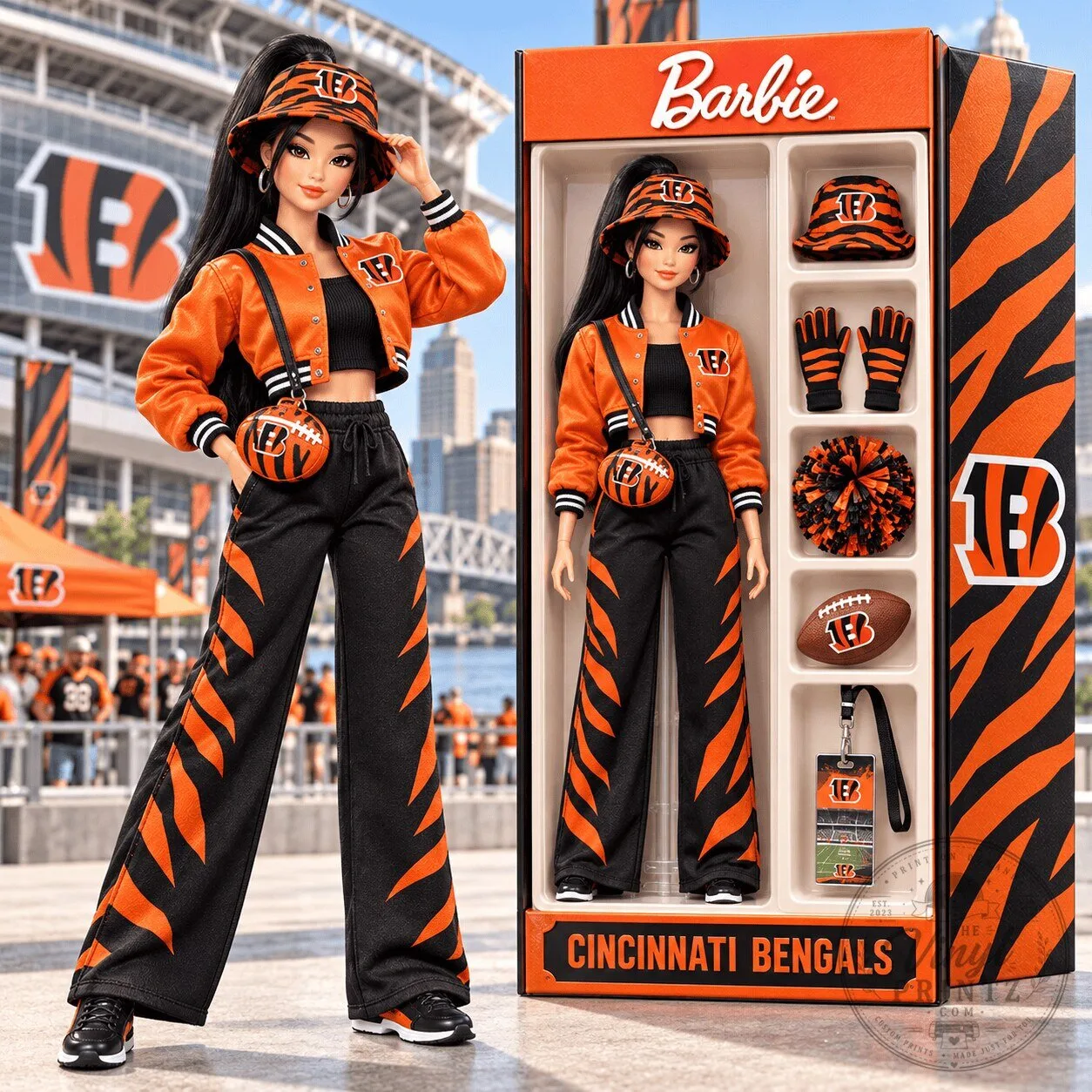Barbie Cincinnati Bengals Collector Doll with Football Team Apparel and Accessories