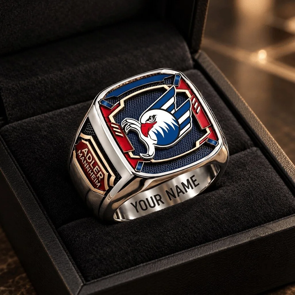 Adler Mannheim Ice Hockey Team Championship Ring with Custom Engraving