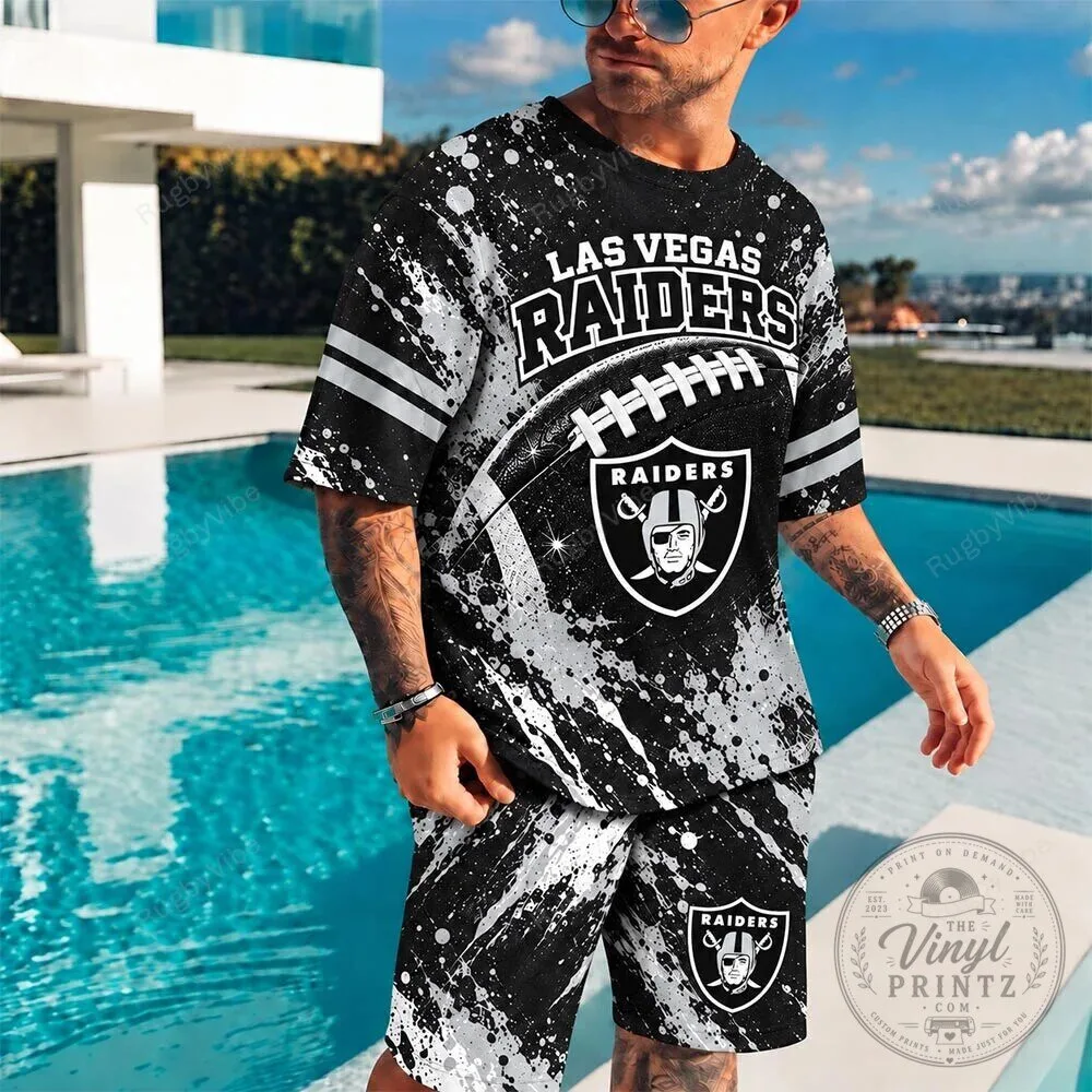 Las Vegas Raiders Football Team Splatter Paint Black and White T-Shirt 1 Las Vegas Raiders Football Team Splatter Paint Black and White T-Shirt
