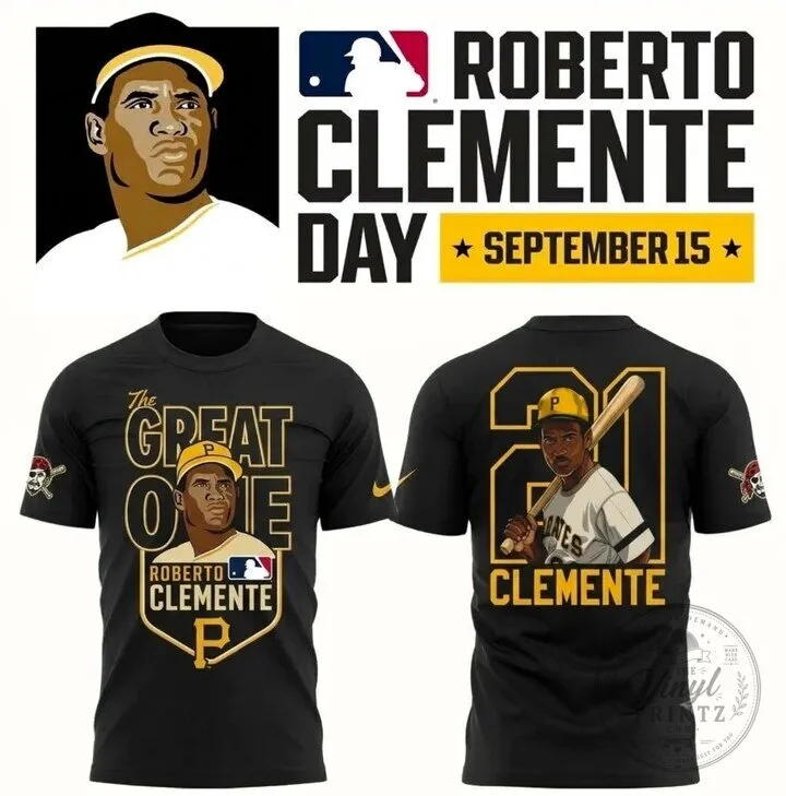 Roberto Clemente Day The Great One Pittsburgh Pirates Baseball Black T-Shirt