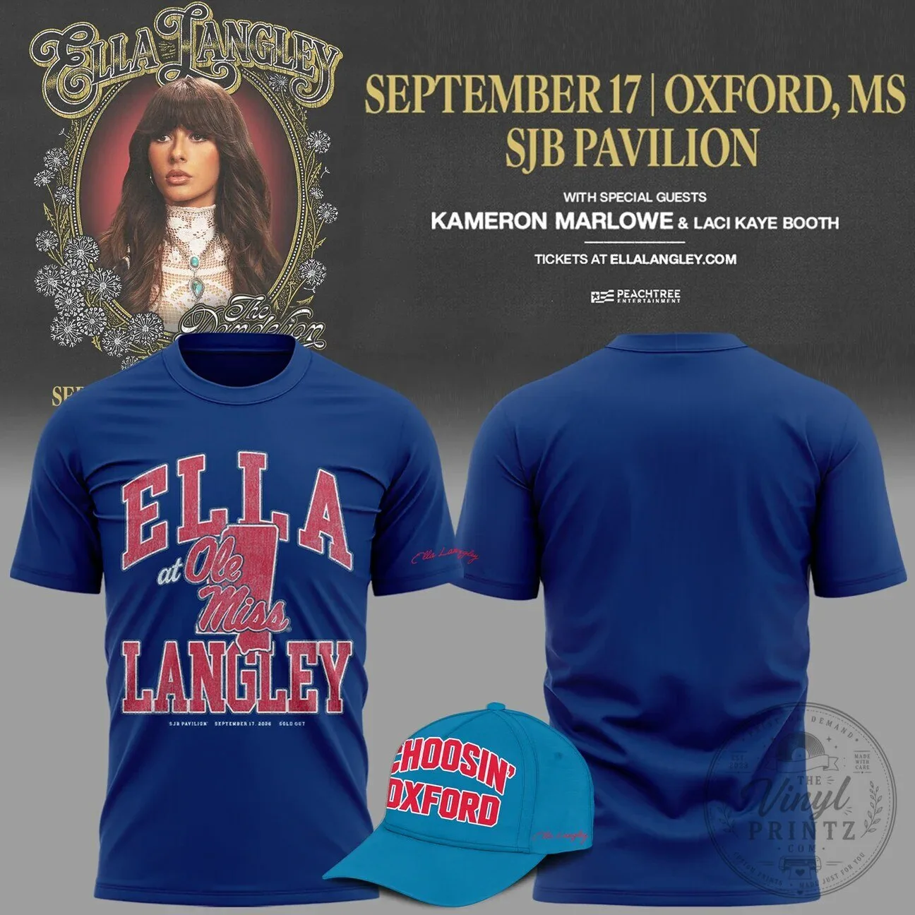 Ole Miss Rebels Concert T-Shirt 2026 for The Dandelion Tour by Ella Langley