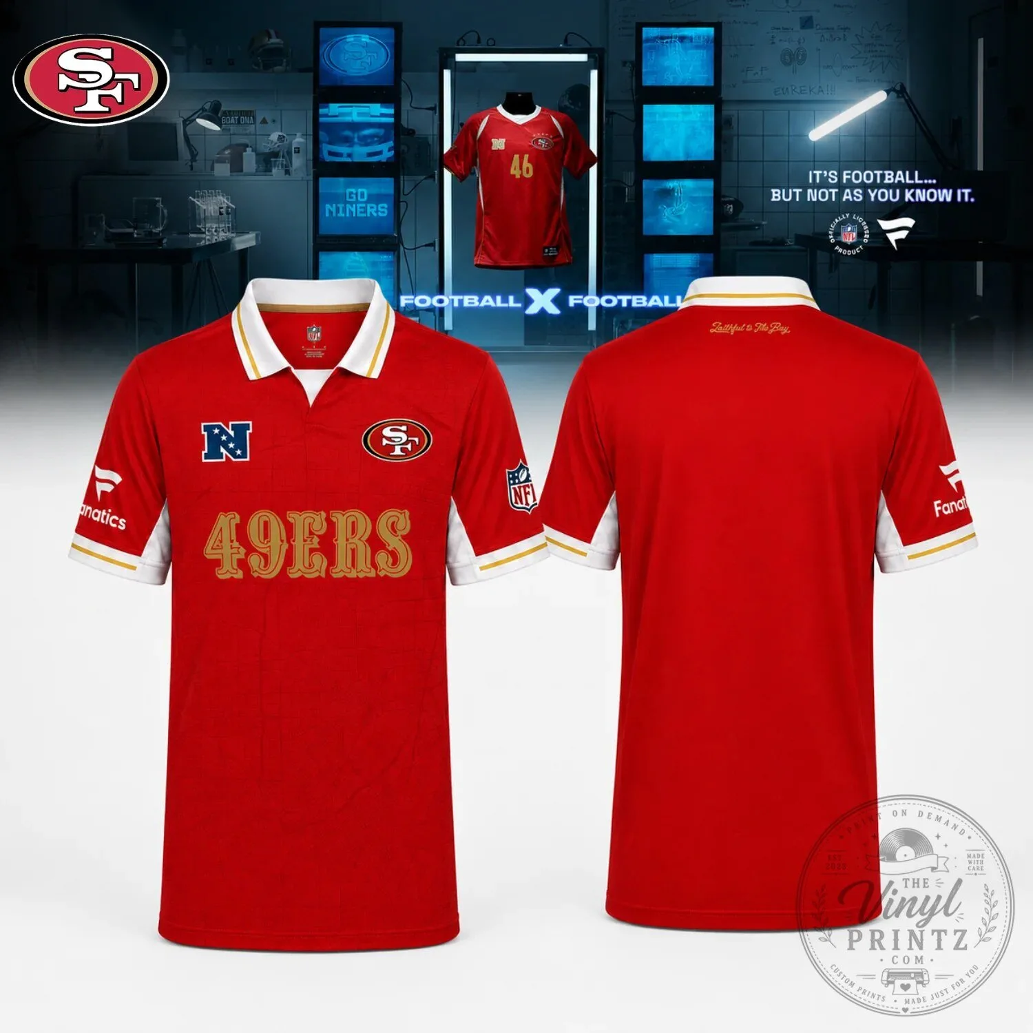 San Francisco Football 49ers NFL Fanatics Collared Polo Shirt
