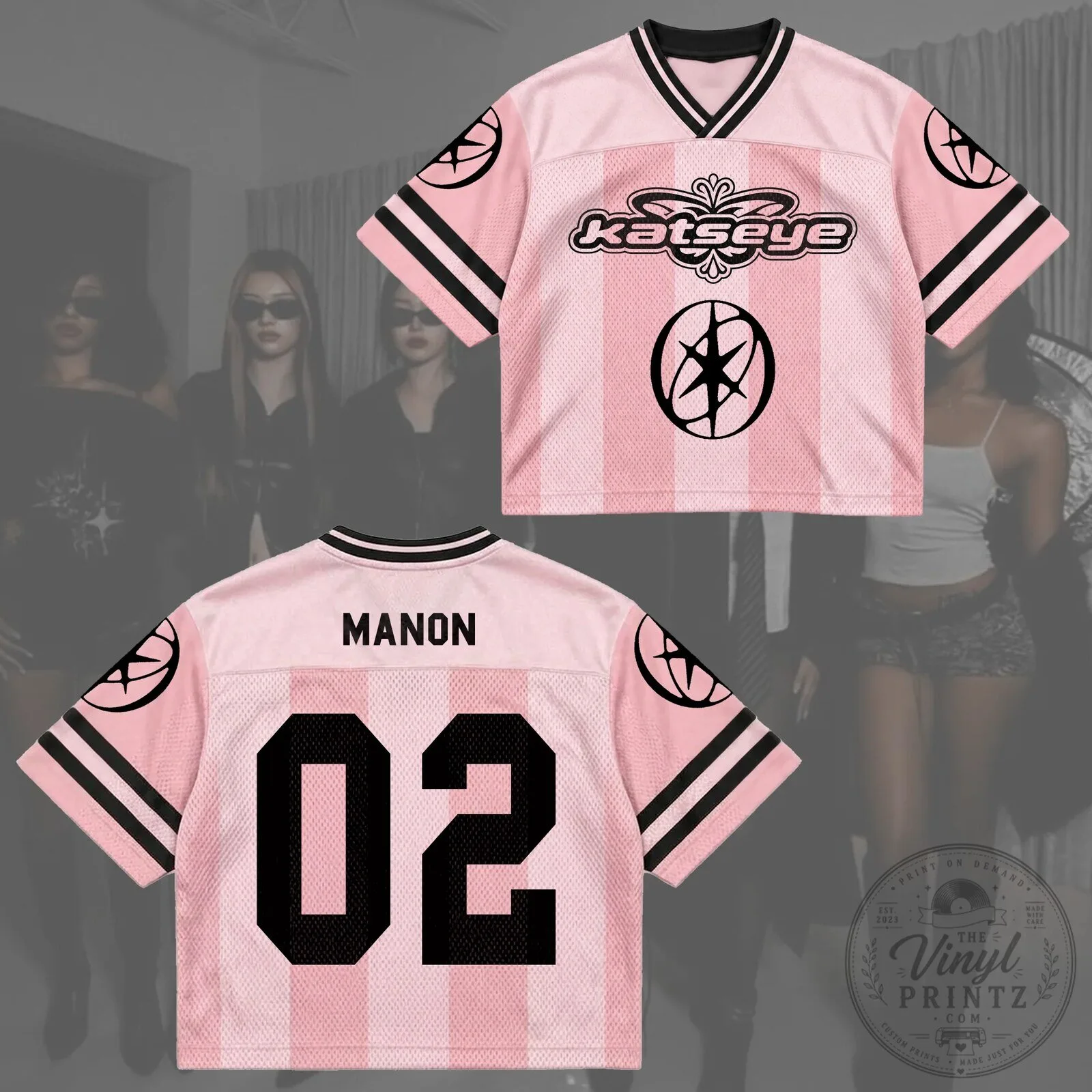 KATSEYE Pink Pop Mesh Football Jersey Concert Outfit Gift for Fans 12 KATSEYE Pink Pop Mesh Football Jersey Concert Outfit Gift for Fans
