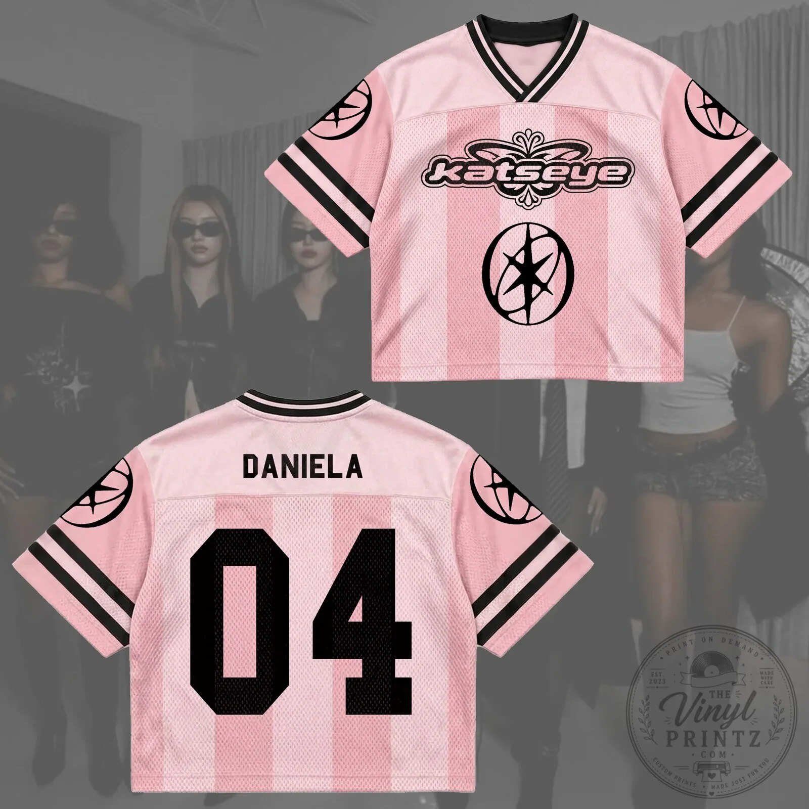 KATSEYE Pink Pop Mesh Football Jersey Concert Outfit Gift for Fans 14 KATSEYE Pink Pop Mesh Football Jersey Concert Outfit Gift for Fans