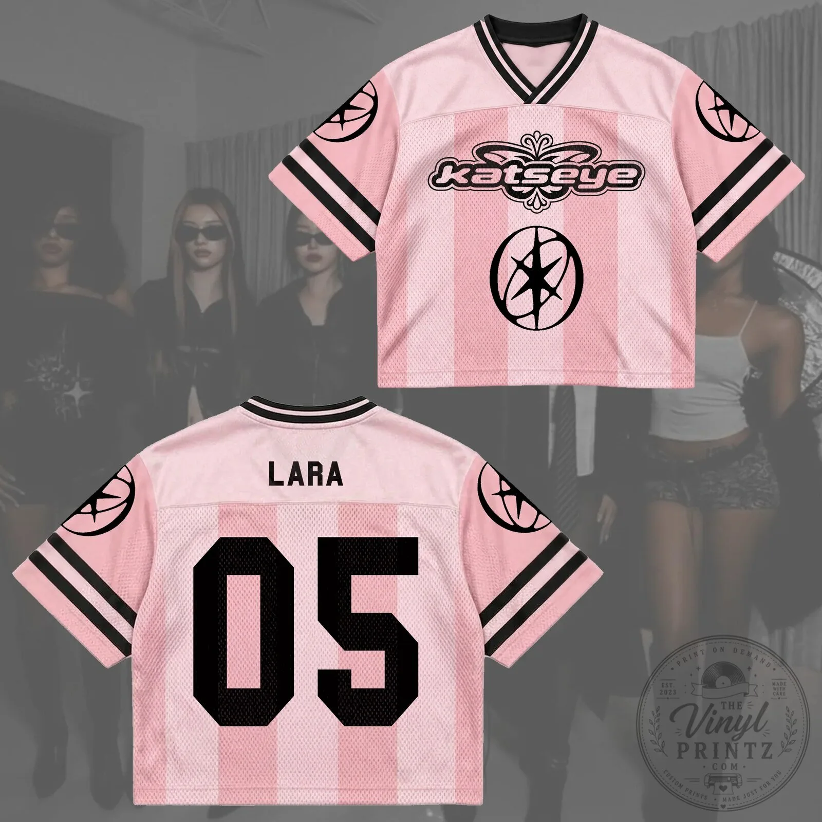 KATSEYE Pink Pop Mesh Football Jersey Concert Outfit Gift for Fans 15 KATSEYE Pink Pop Mesh Football Jersey Concert Outfit Gift for Fans