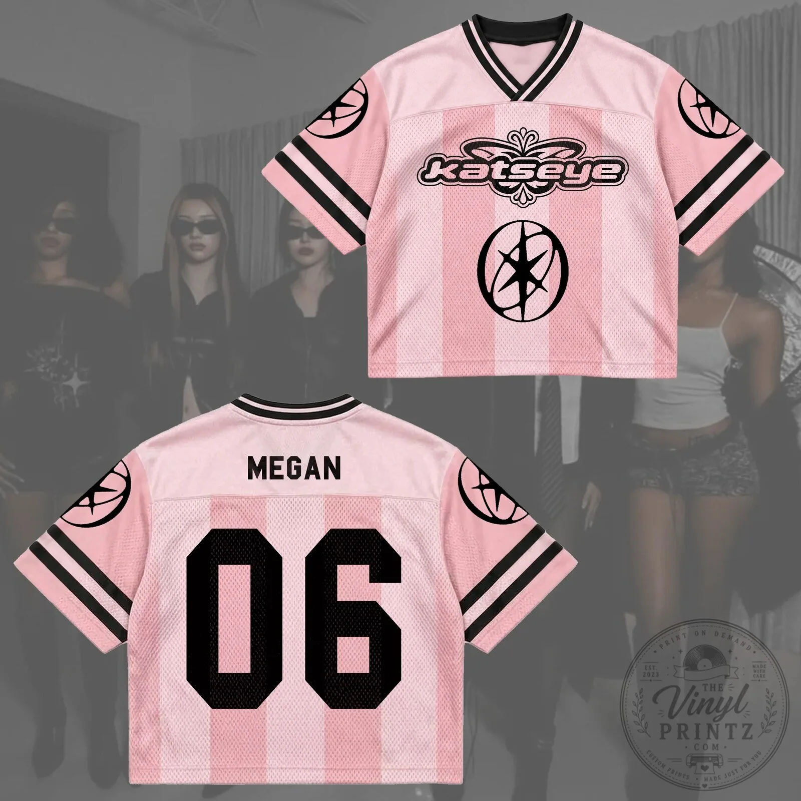 KATSEYE Pink Pop Mesh Football Jersey Concert Outfit Gift for Fans 16 KATSEYE Pink Pop Mesh Football Jersey Concert Outfit Gift for Fans