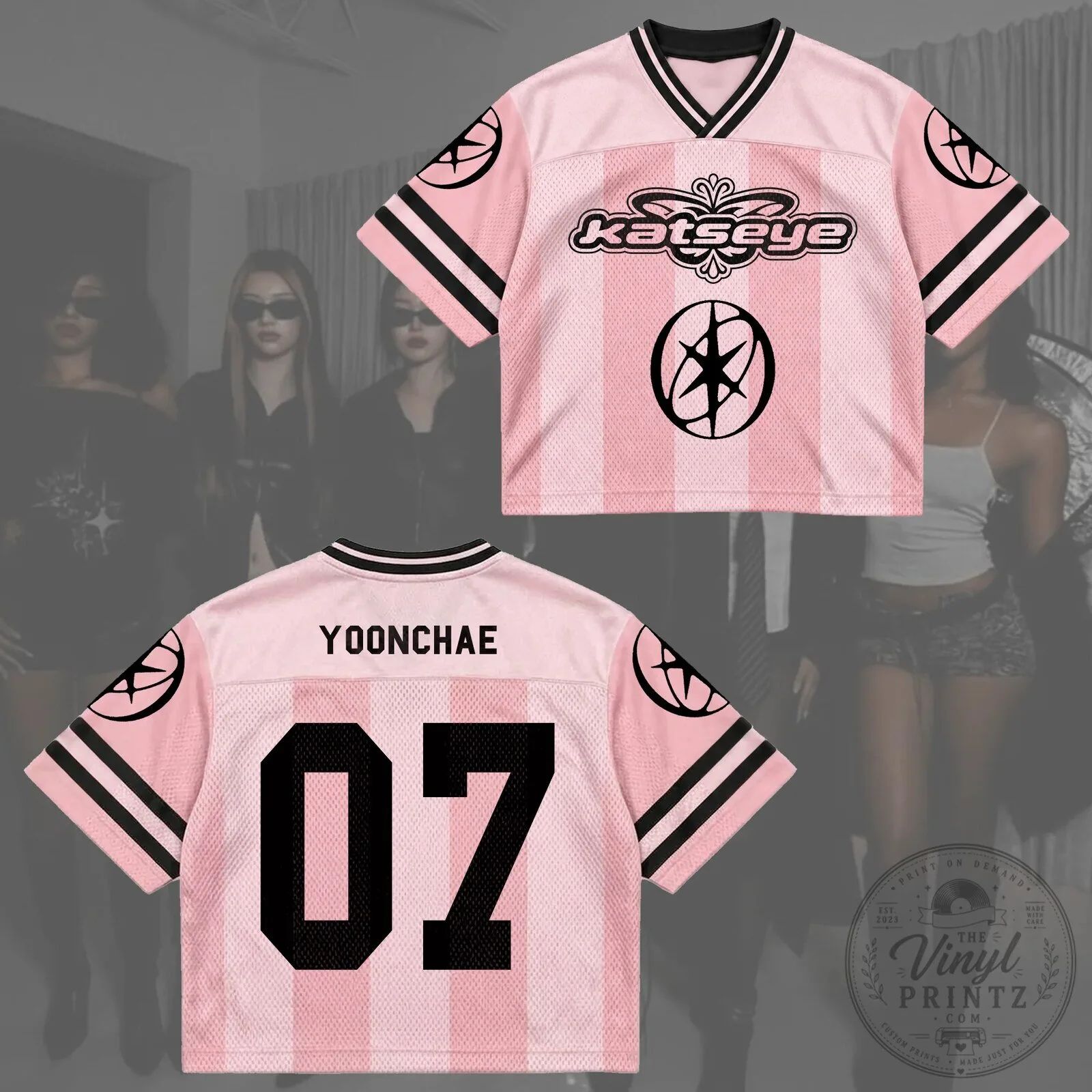 KATSEYE Pink Pop Mesh Football Jersey Concert Outfit Gift for Fans 17 KATSEYE Pink Pop Mesh Football Jersey Concert Outfit Gift for Fans