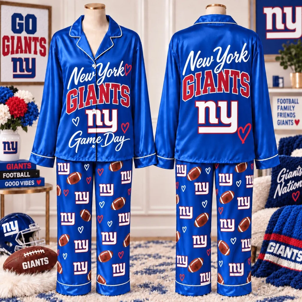 New York Giants NFL Football Game Day Pajamas Set for Women New York Giants NFL Football Game Day Pajamas Set for Women