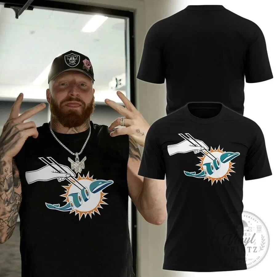 Miami Dolphins Gameday Sushi Chopsticks Black T-Shirt